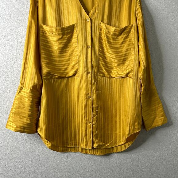 Aritzia Wilfred Zelie Silk Blend Button Up Tunic Shirt Size XXS Yellow - Picture 4 of 10
